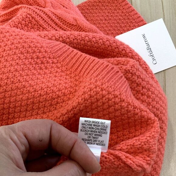 NWT! Lightweight Cable Knit Boatneck Sweater By Croft & Barrow in Coral Size L - Picture 5 of 11